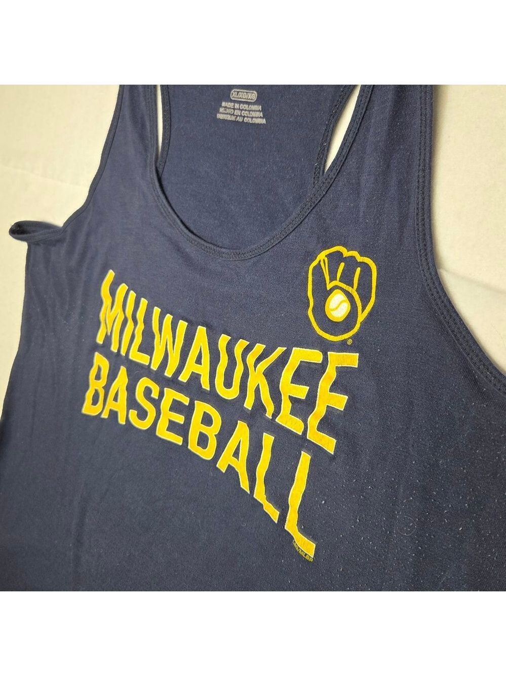 Women's MLB Navy Blue Milwaukee Baseball Tank Top XL - Picture 6 of 10